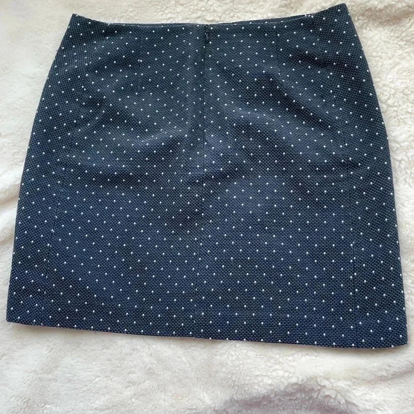Loft black and blue skirt with white dots, front pockets and zipper, size 12​ - Picture 3 of 8